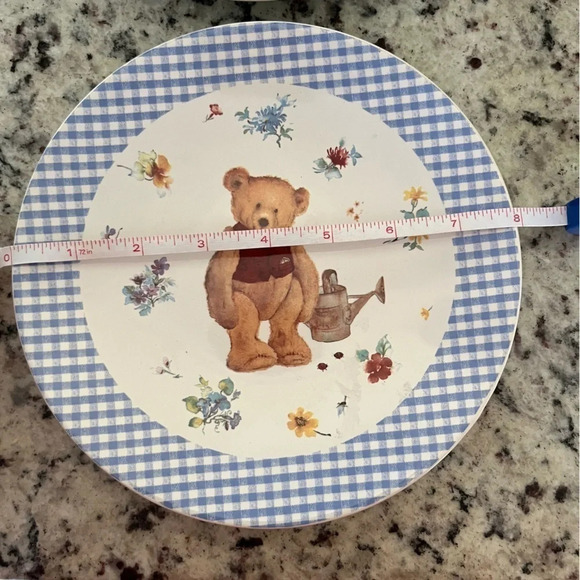 Set of 2 Hallmark Cards Teddy Bear with Floral Gingham Ceramic Plates - Picture 6 of 8